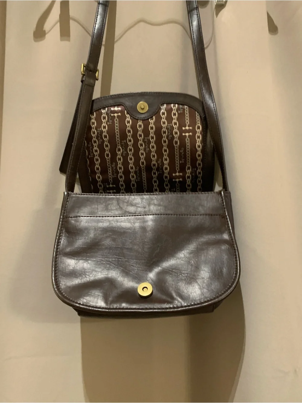 Tignanello Dark Brown Leather Crossbody with Tassel